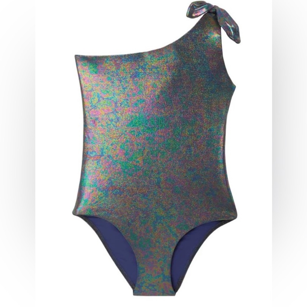 Kids One Shoulder Iridescent One Piece